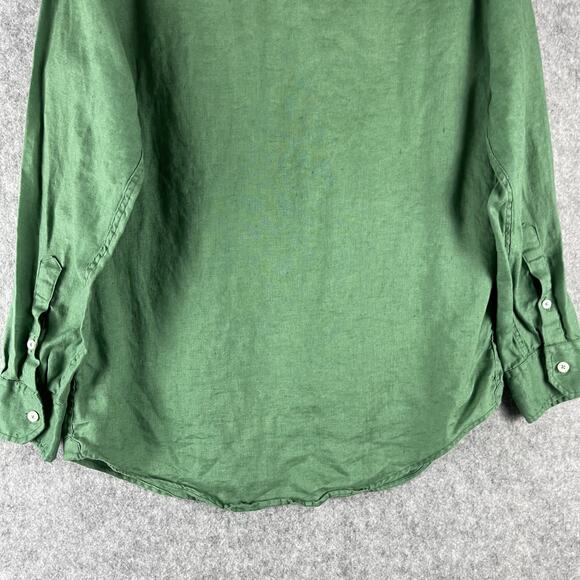 Bensimon 100% Linen Shirt Mens Small Green Button Down Long Sleeve Preppy - Picture 11 of 13